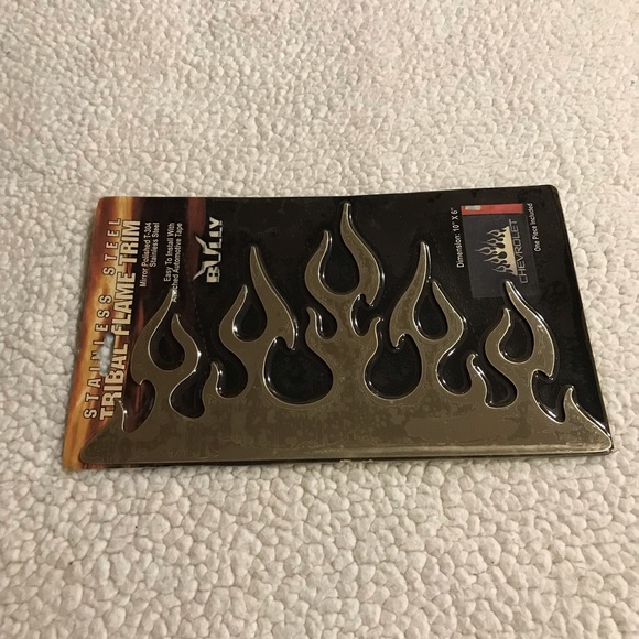 Bully Stick-on Tribal Flame Trim Stainless Steel Decal Mirror Polished T-304 Fla - Picture 16 of 16